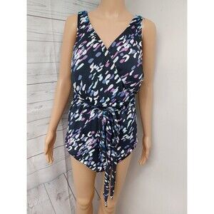 Swimsuits For All Watercolor Swimsuit Dress Sz 22 Wrapped Black Purple Blue